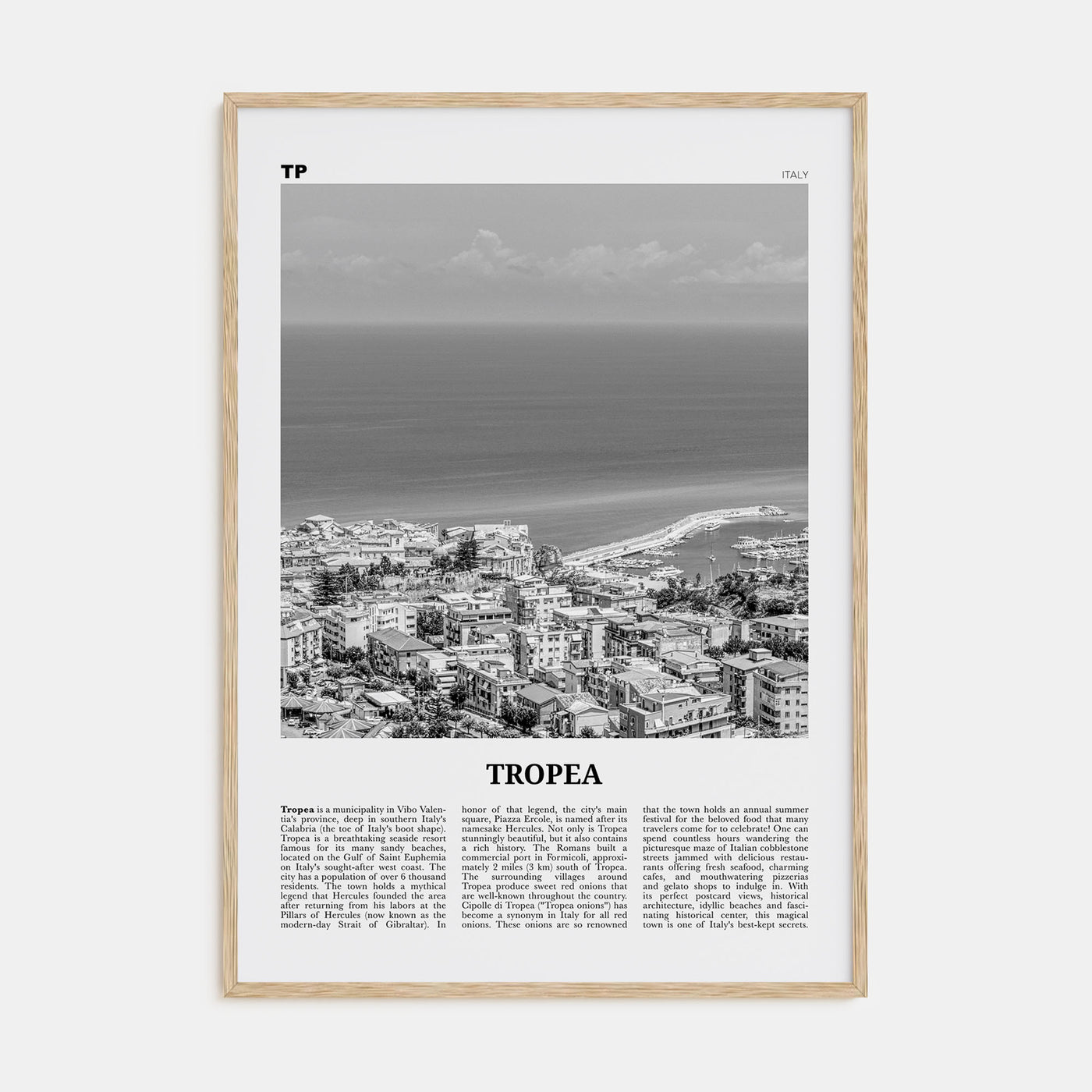Tropea Travel B&W Poster