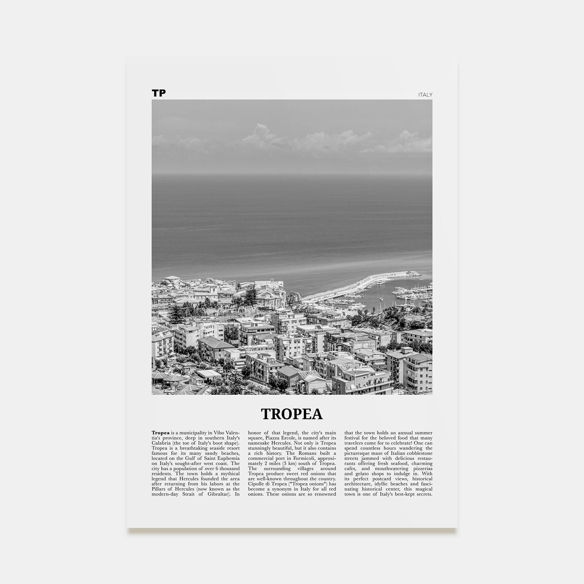 Tropea Travel B&W Poster