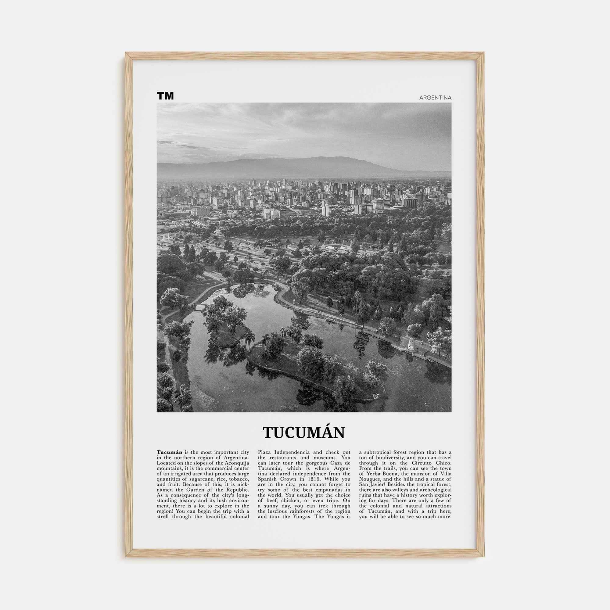 Tucumán Travel B&W Poster