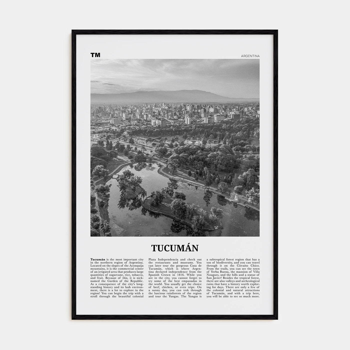 Tucumán Travel B&W Poster