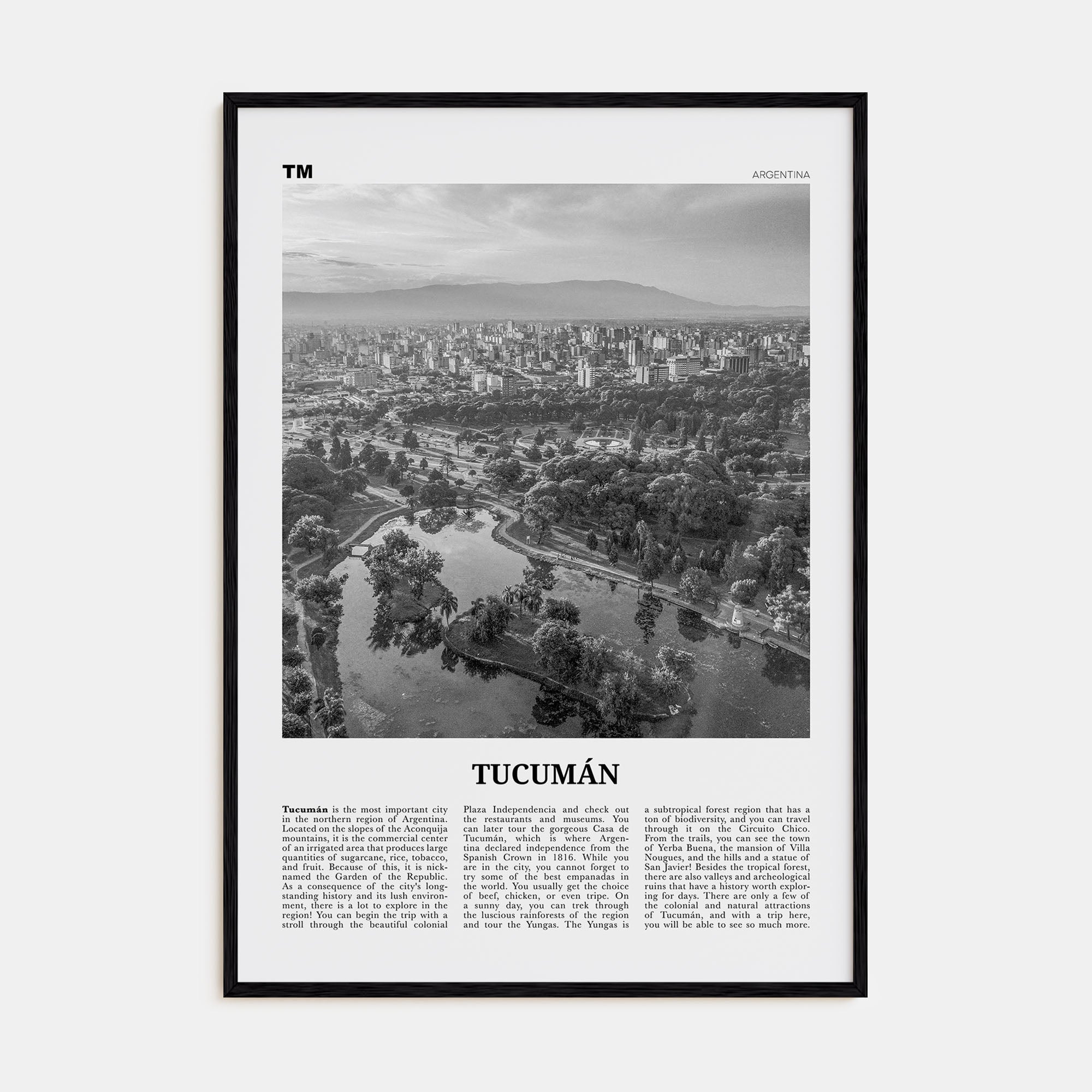 Tucumán Travel B&W Poster
