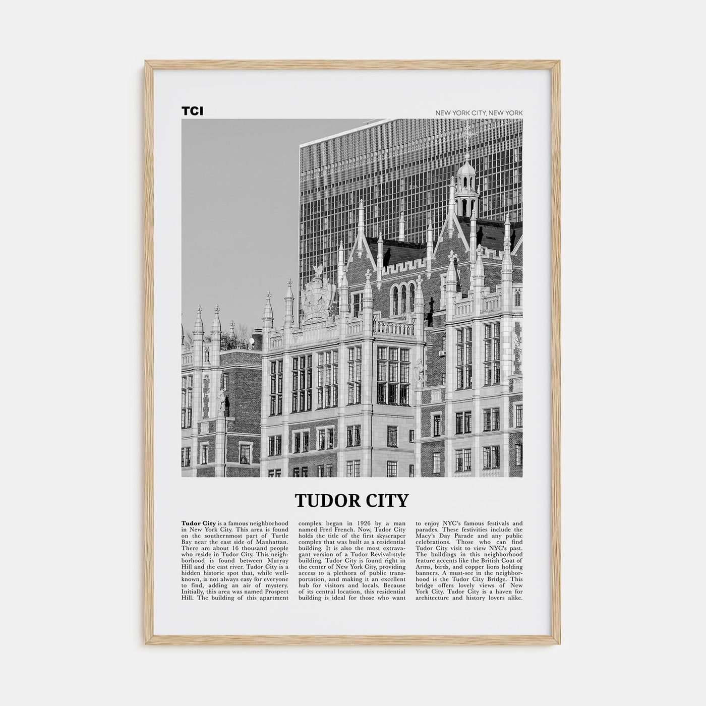 Tudor City Travel B&W Poster