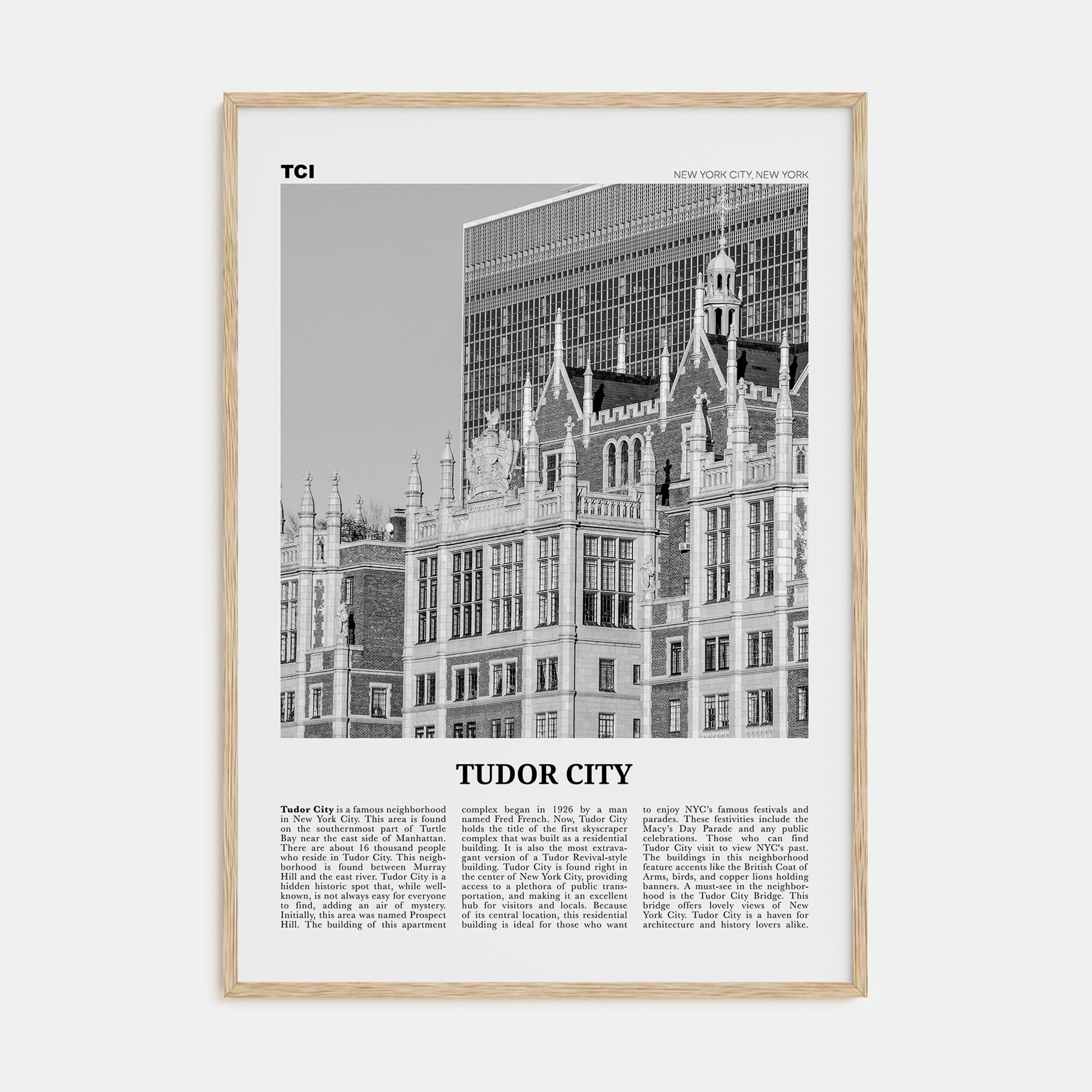 Tudor City Travel B&W Poster