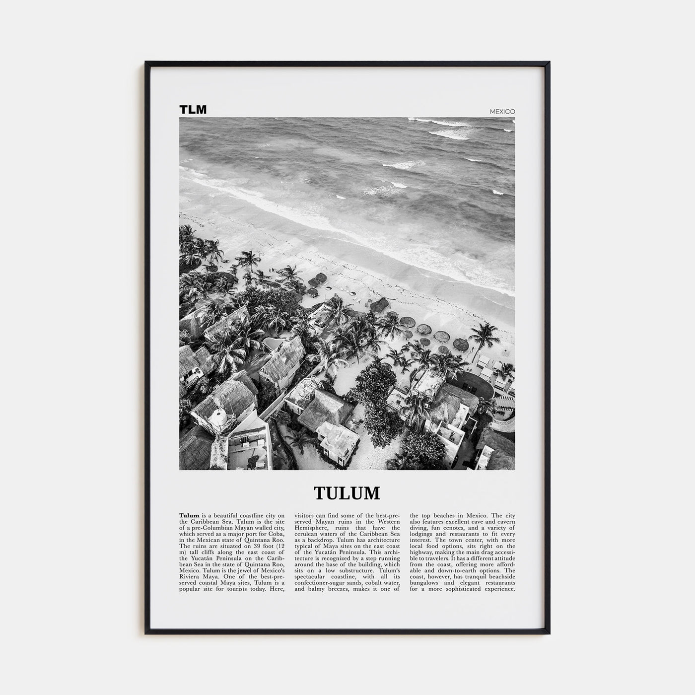Tulum Travel B&W No 2 Poster