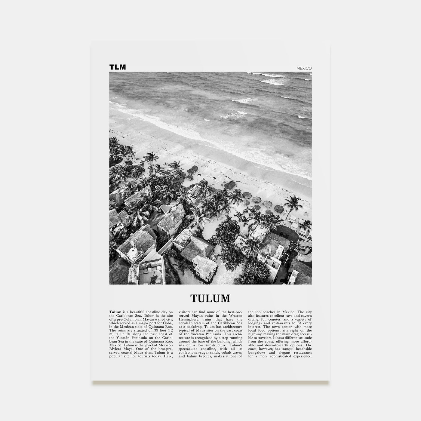 Tulum Travel B&W No 2 Poster