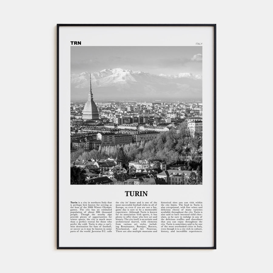 Turin Travel B&W Poster