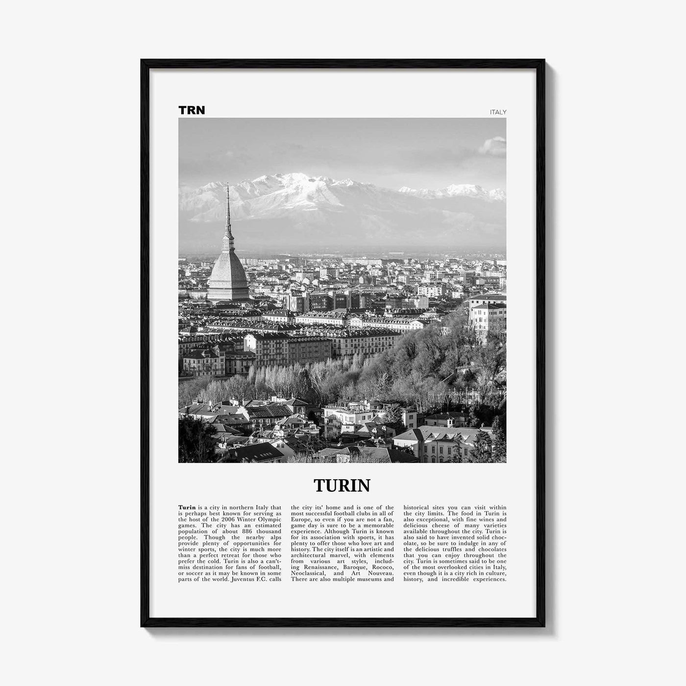 Turin Print Black and White, Turin Wall Art, Turin Poster, Turin Photo, Turin Wall Décor, Torino Poster Print, Piedmont, Italy, Italia,