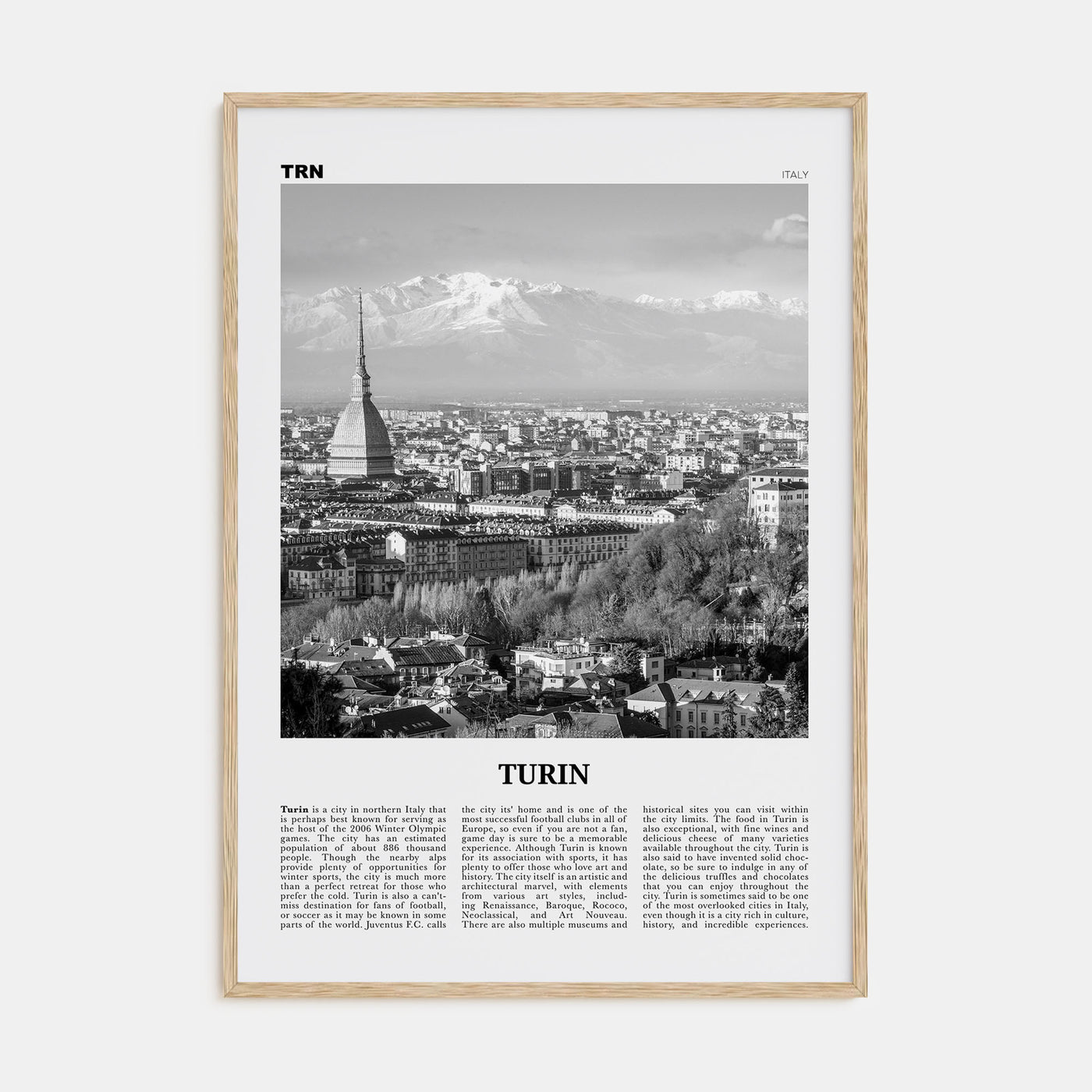 Turin Travel B&W Poster