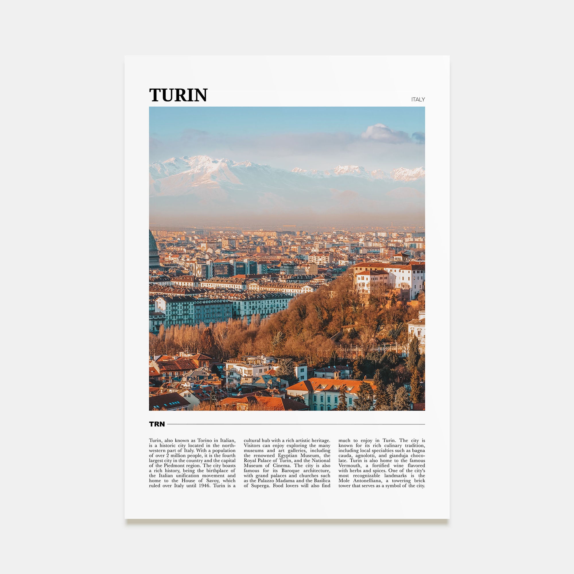 Turin Travel Color Poster