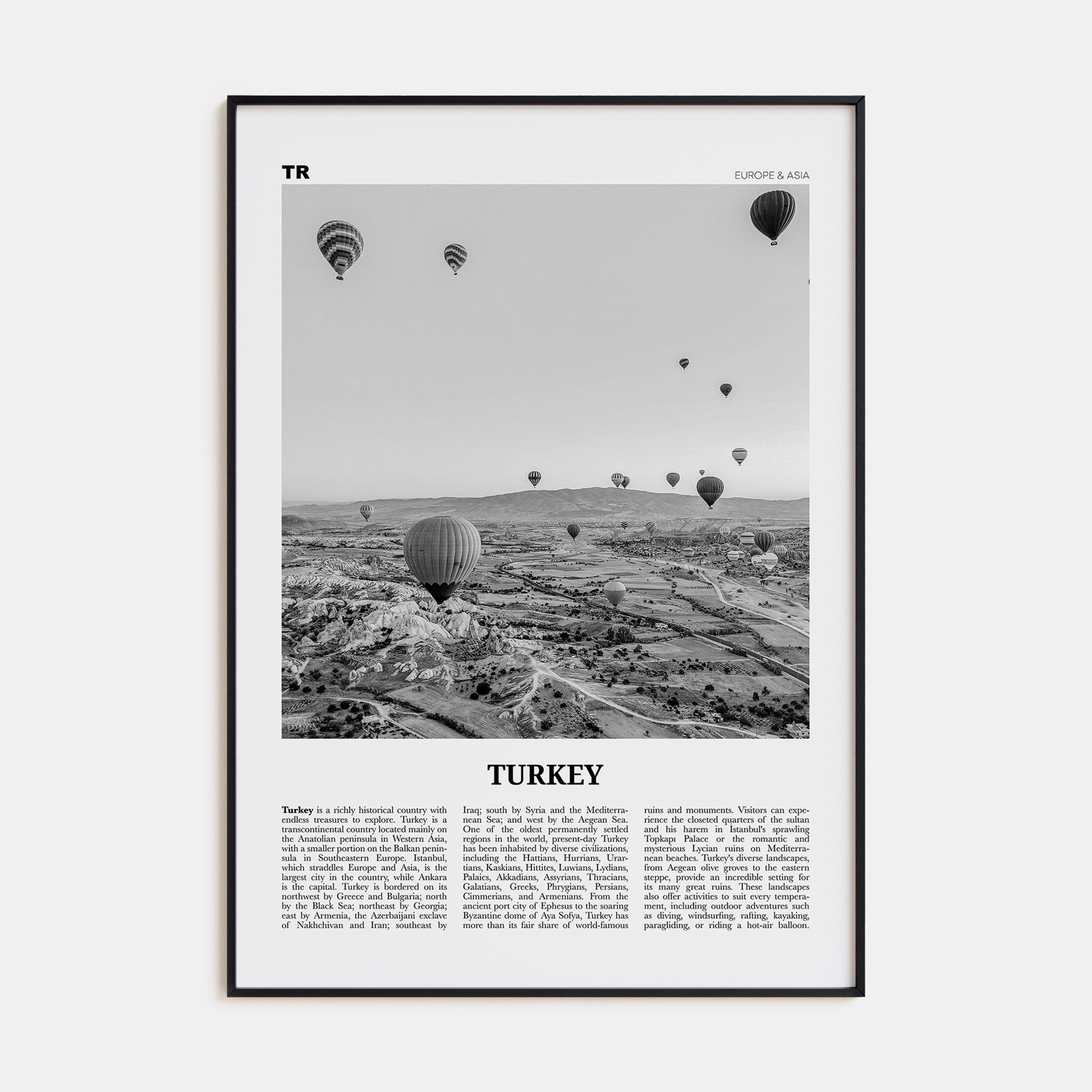 Turkey Travel B&W Poster