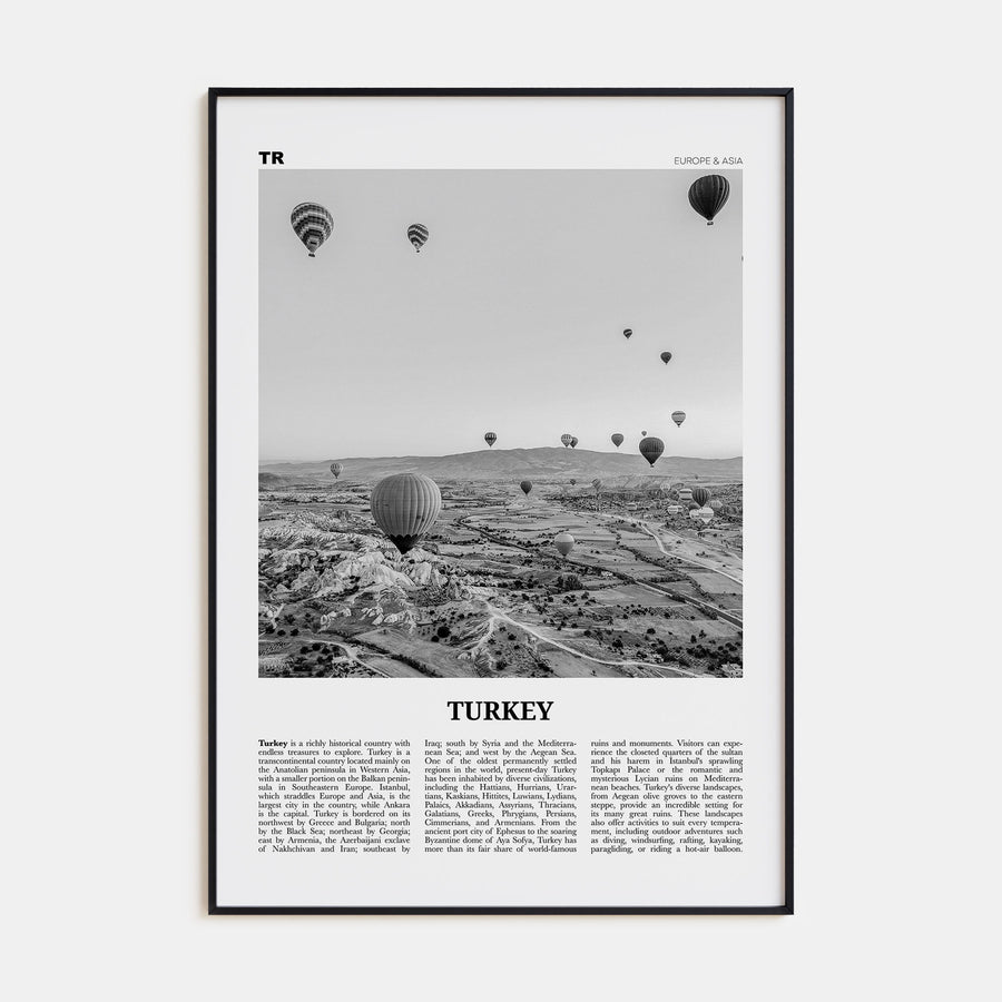 Turkey Travel B&W Poster