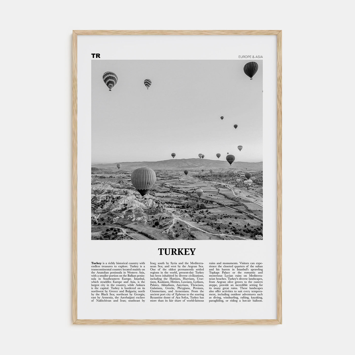 Turkey Travel B&W Poster