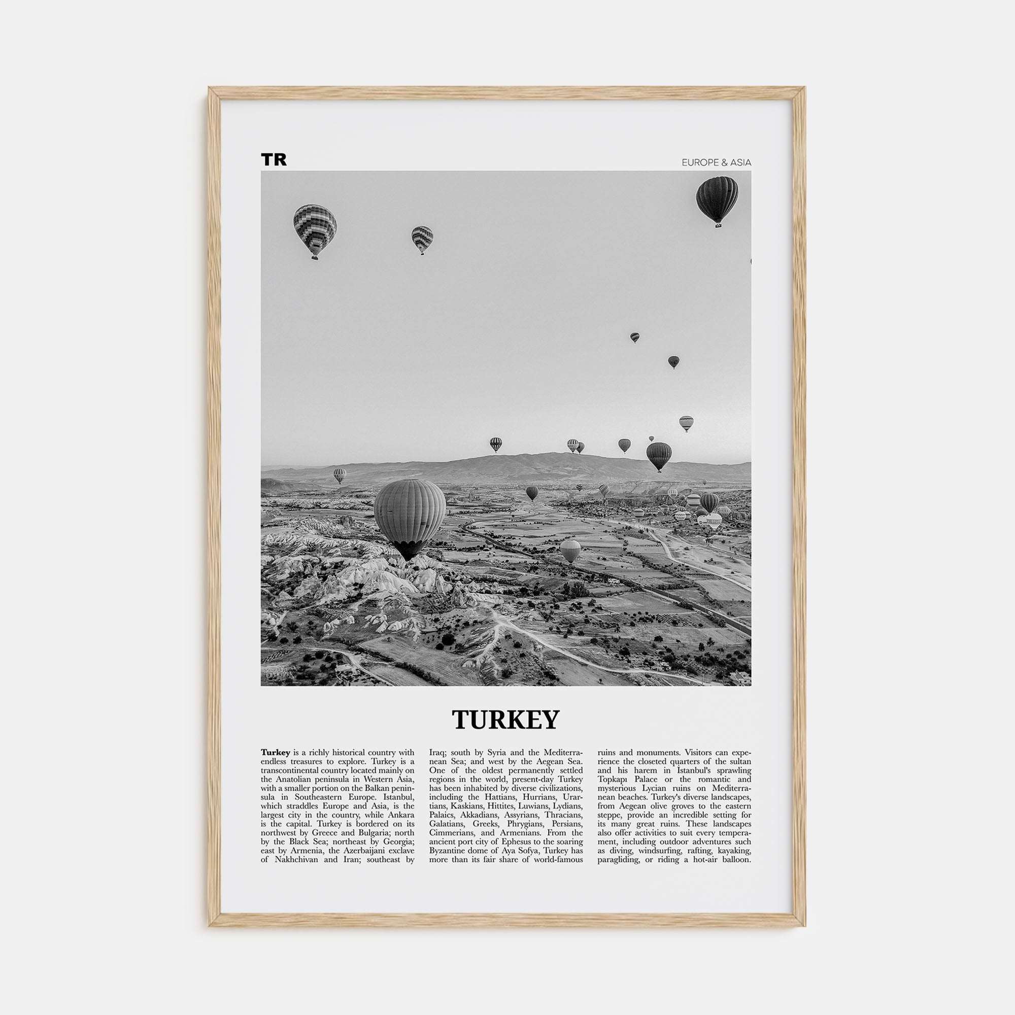 Turkey Travel B&W Poster