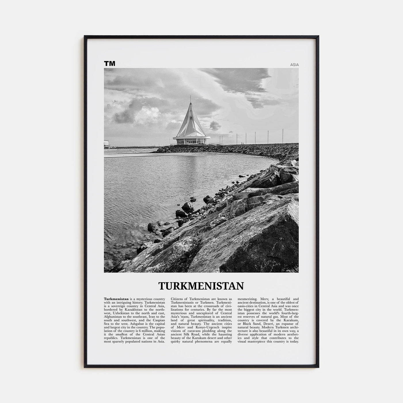 Turkmenistan Travel B&W Poster