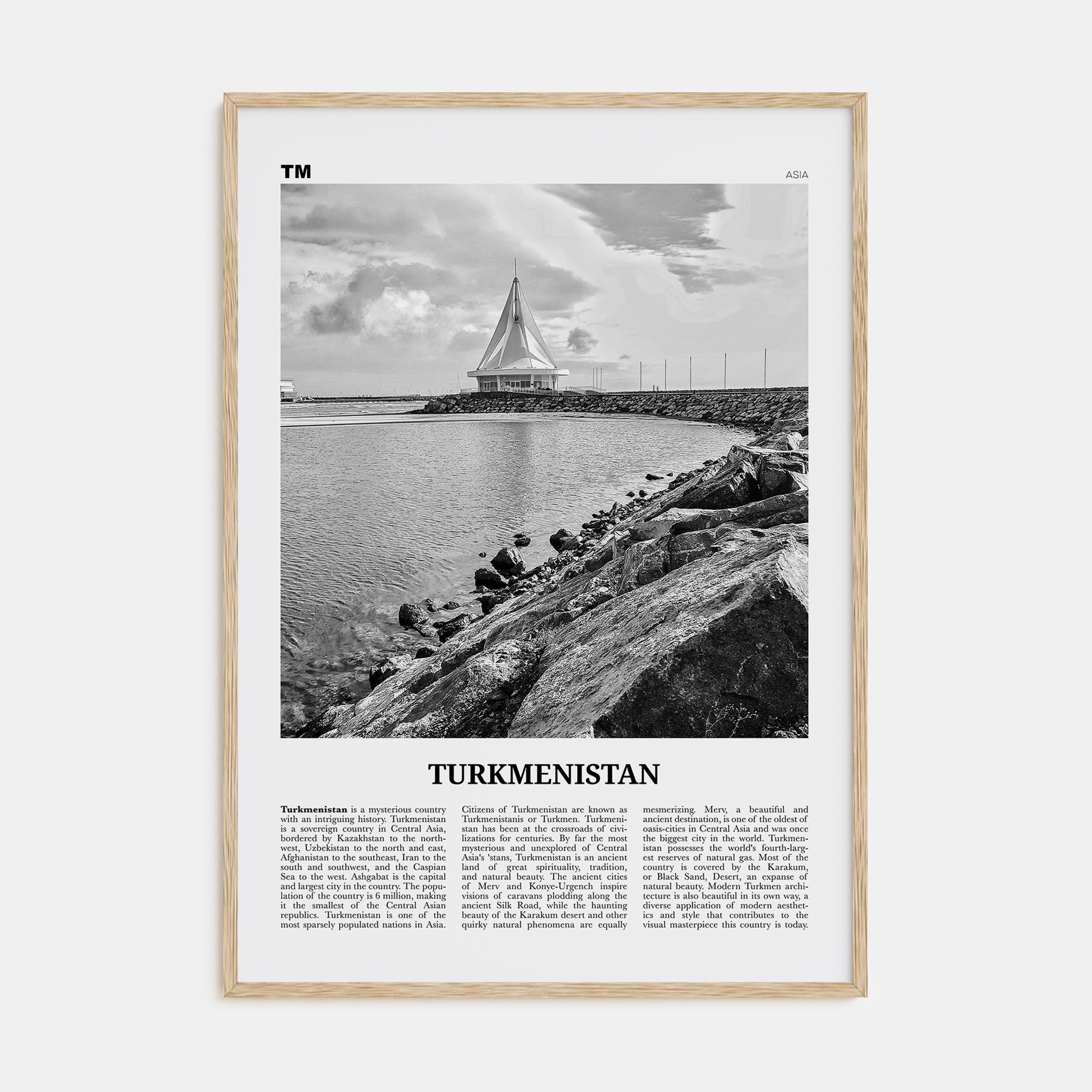 Turkmenistan Travel B&W Poster