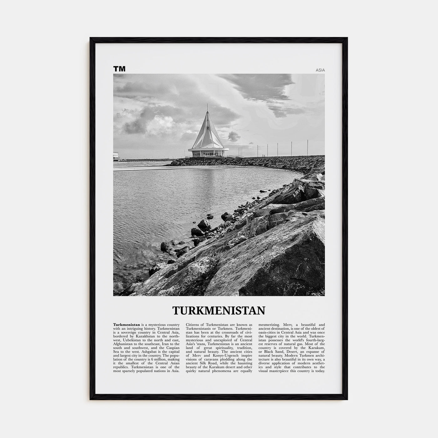 Turkmenistan Travel B&W Poster