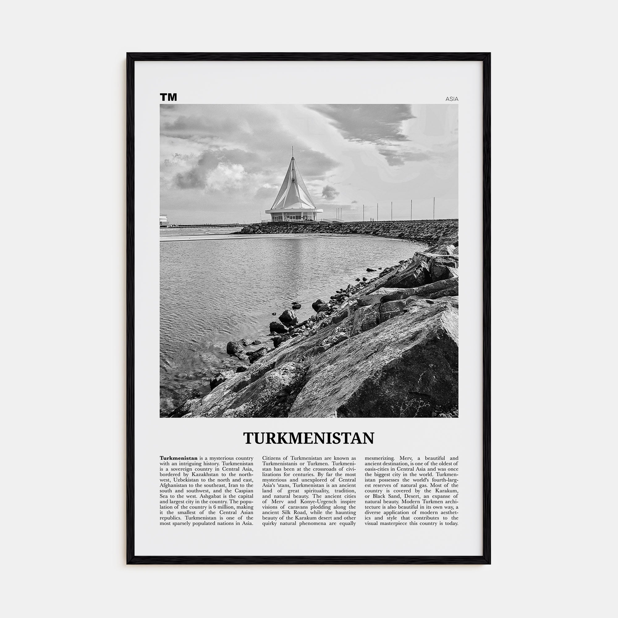 Turkmenistan Travel B&W Poster