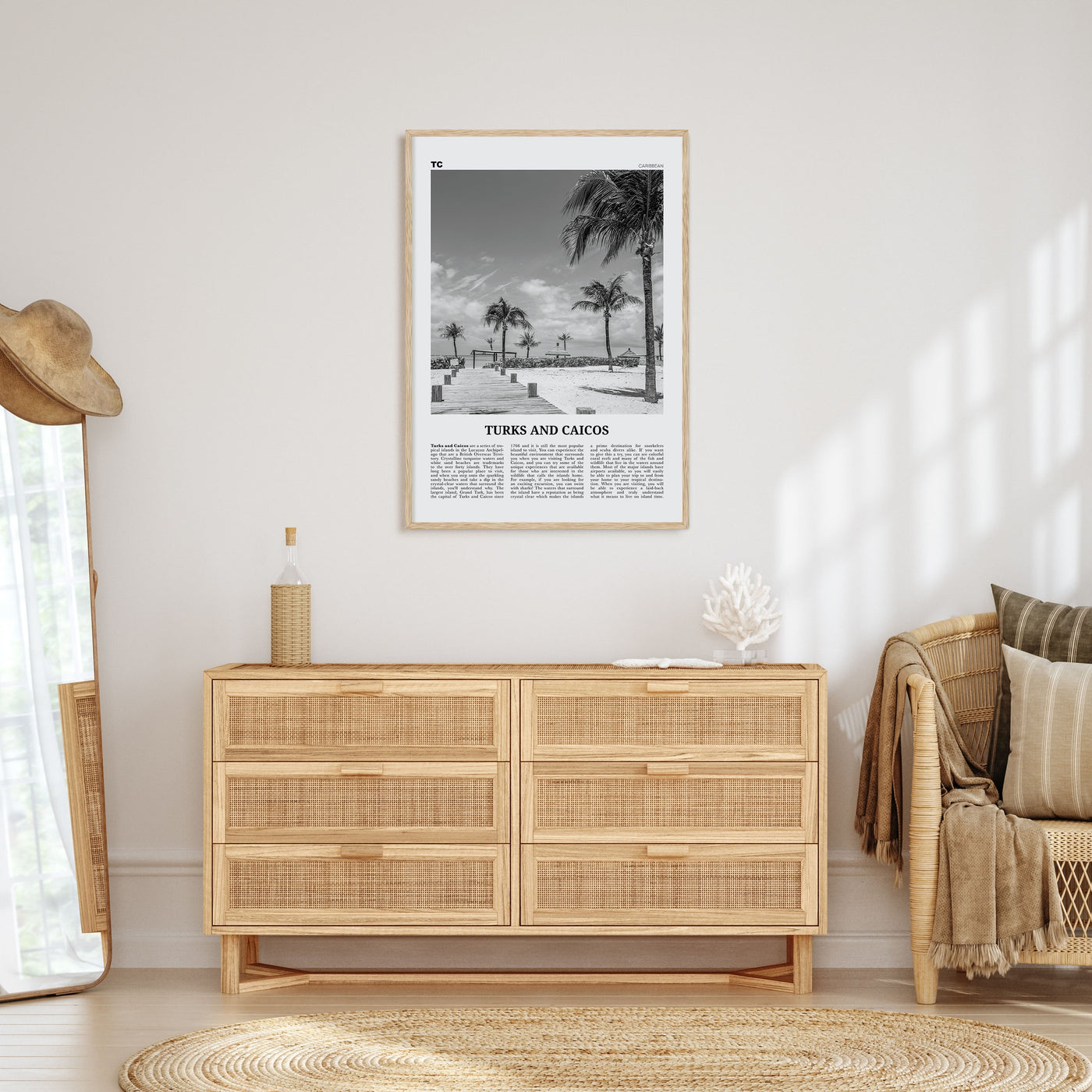 Turks and Caicos Islands Travel B&W Poster