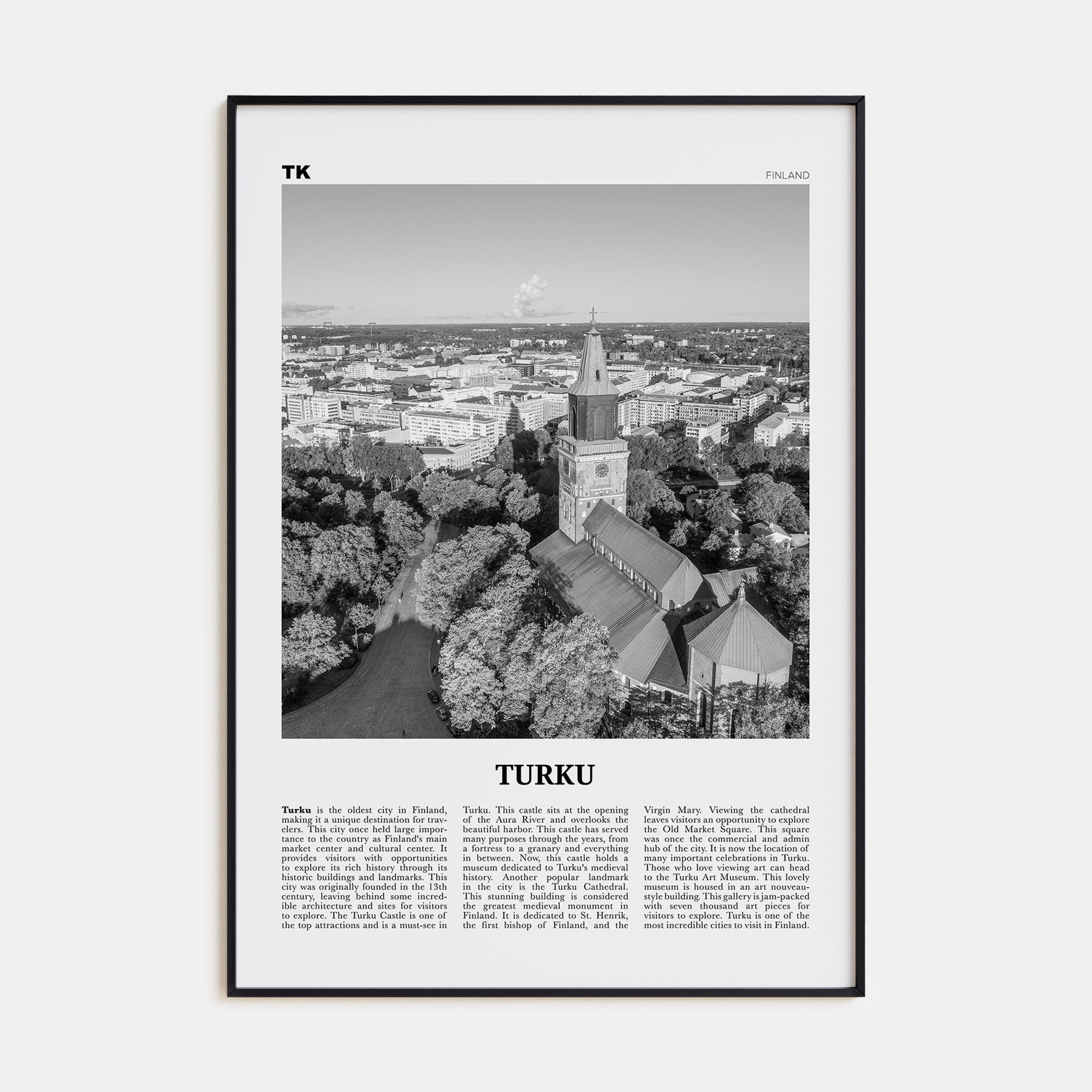 Turku Travel B&W Poster