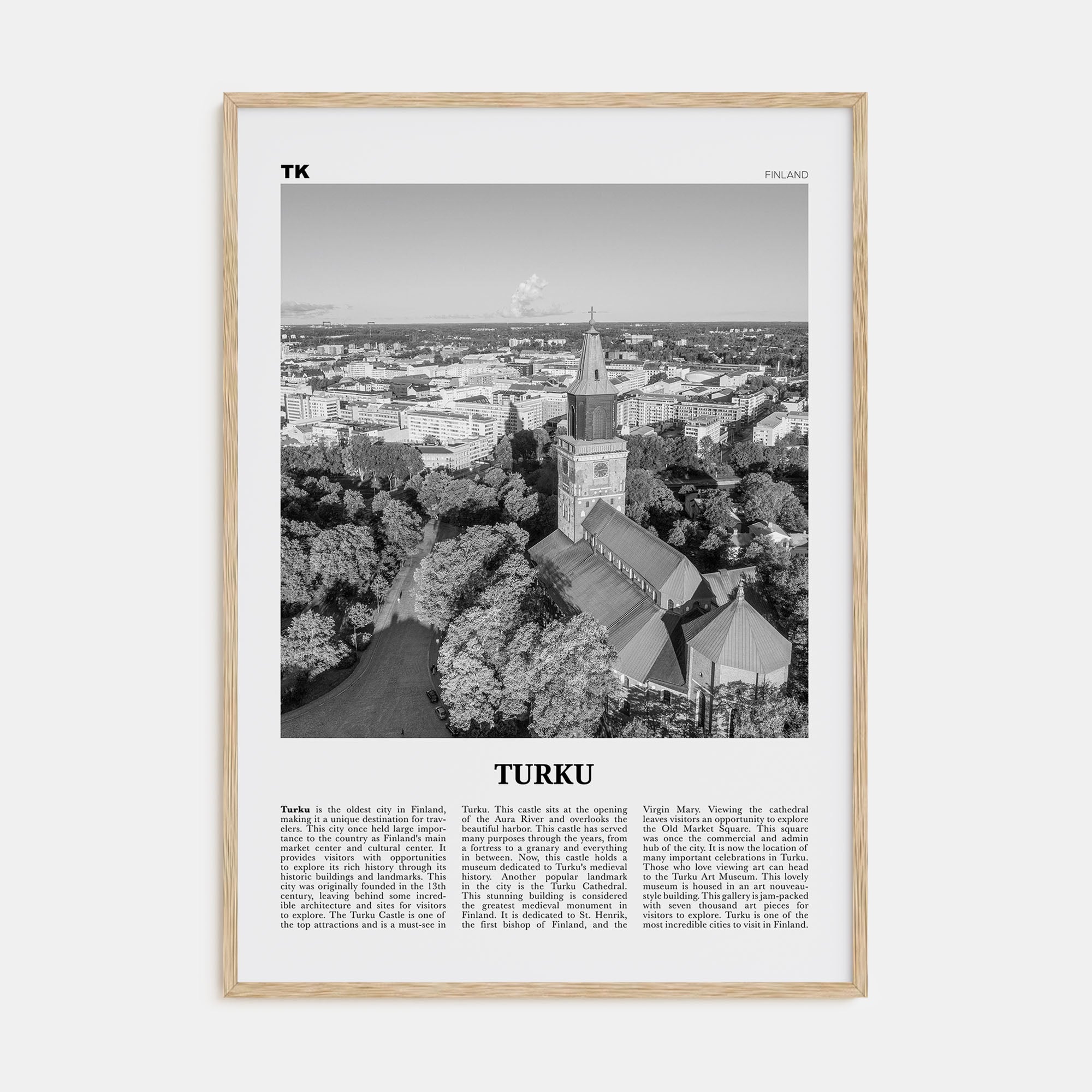 Turku Travel B&W Poster