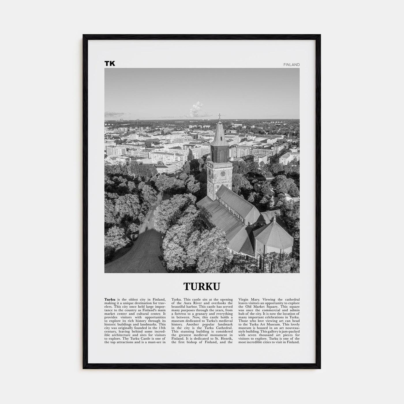 Turku Travel B&W Poster