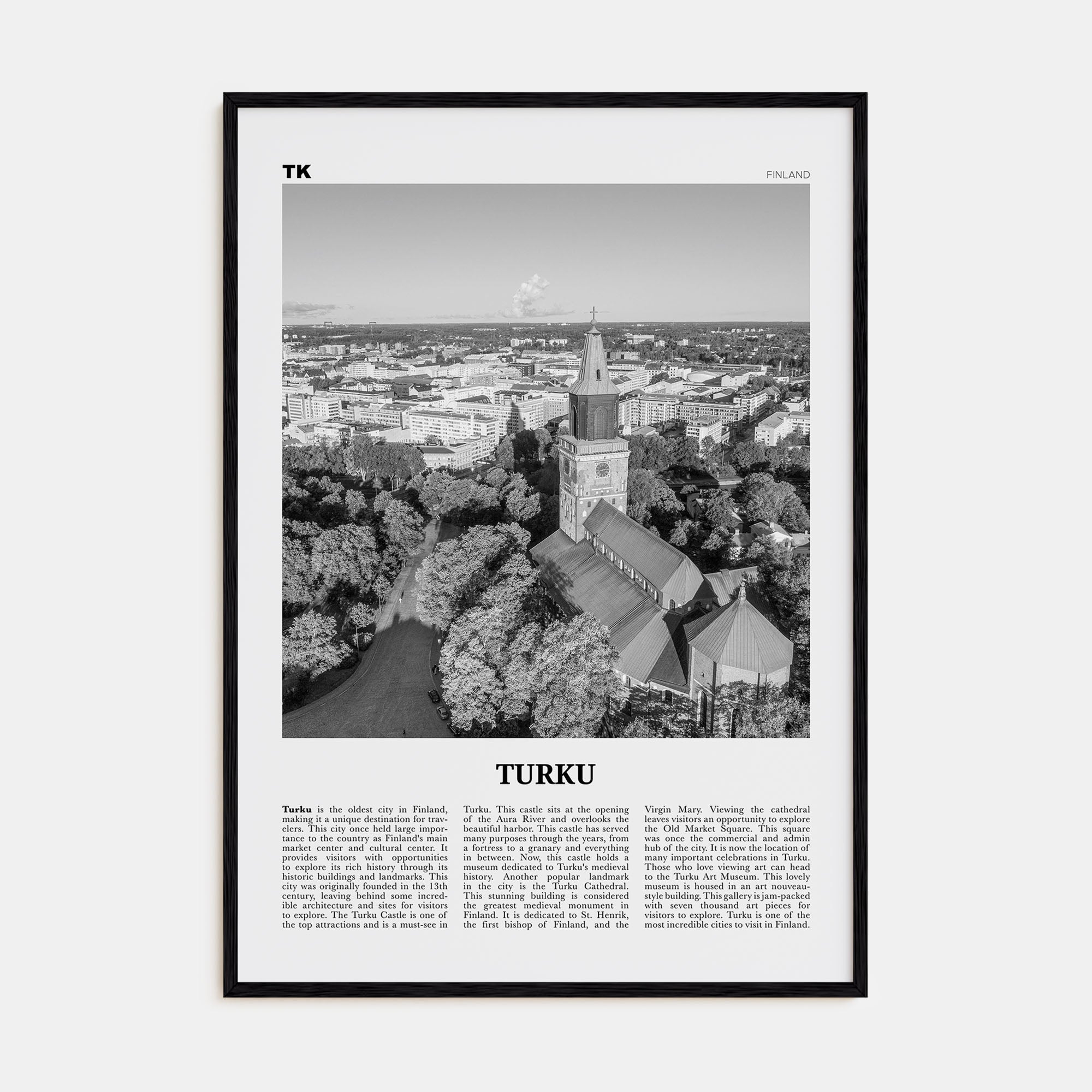 Turku Travel B&W Poster