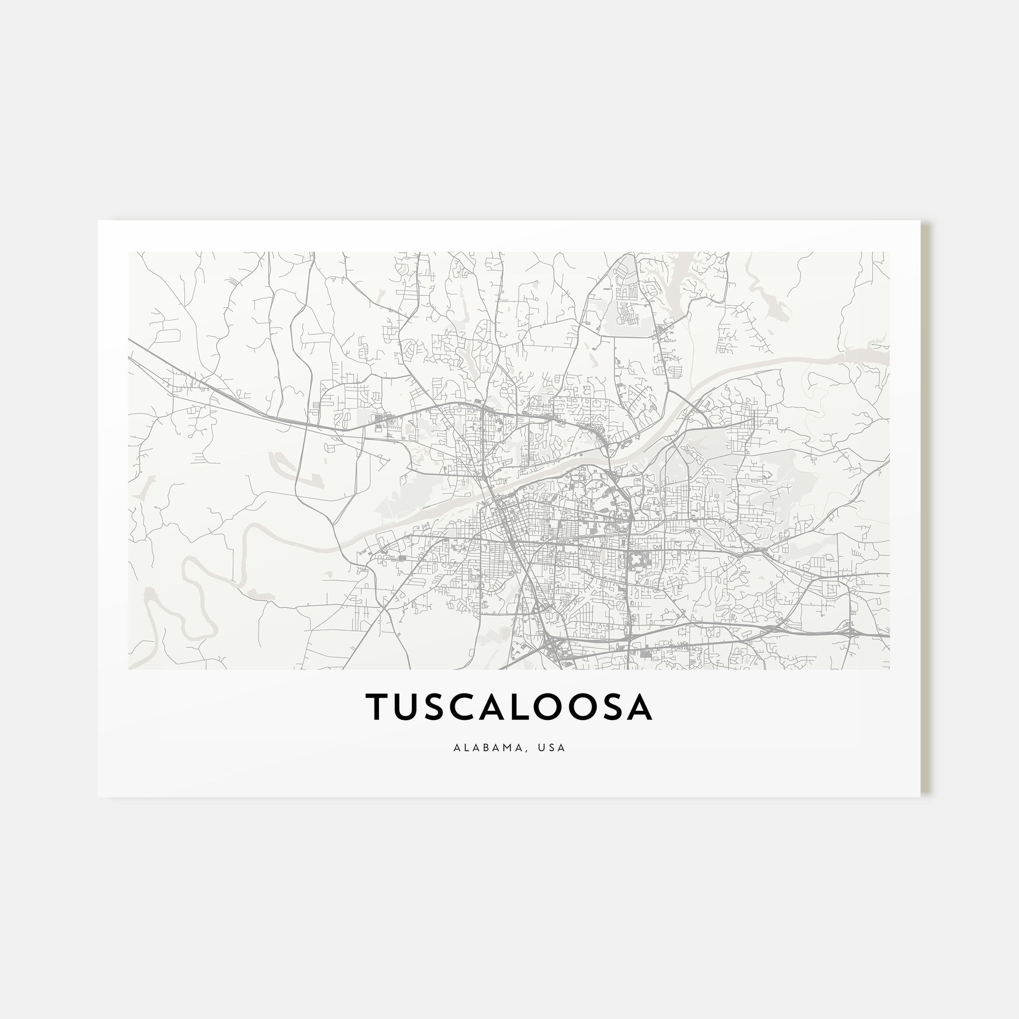 Tuscaloosa Map Landscape Poster