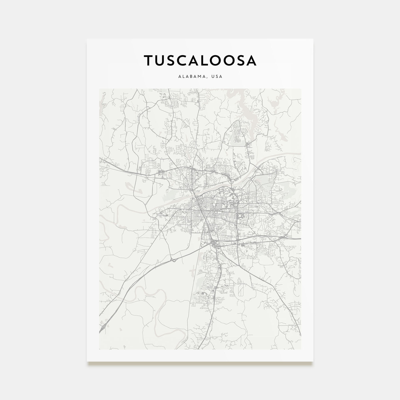 Tuscaloosa Map Portrait Poster