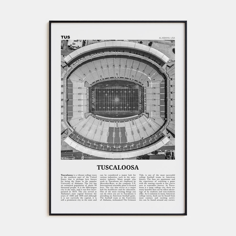Tuscaloosa Travel B&W No 1 Poster