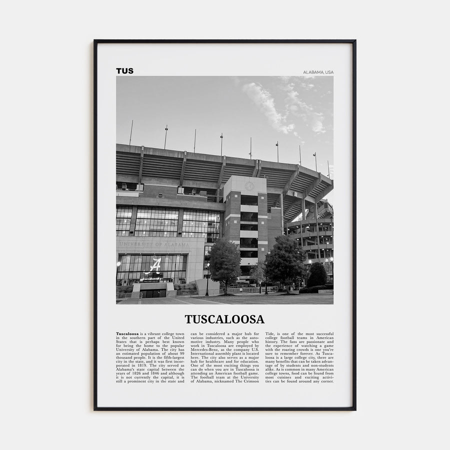 Tuscaloosa Travel B&W No 2 Poster