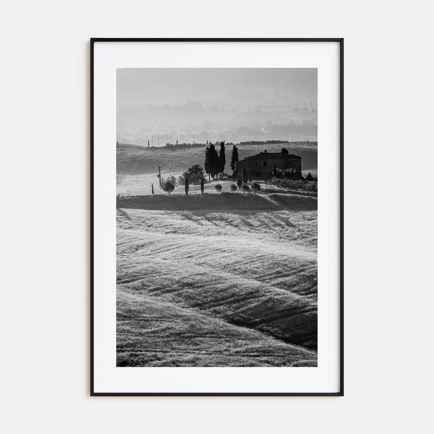 Tuscany Hillside View Photo B&W Poster