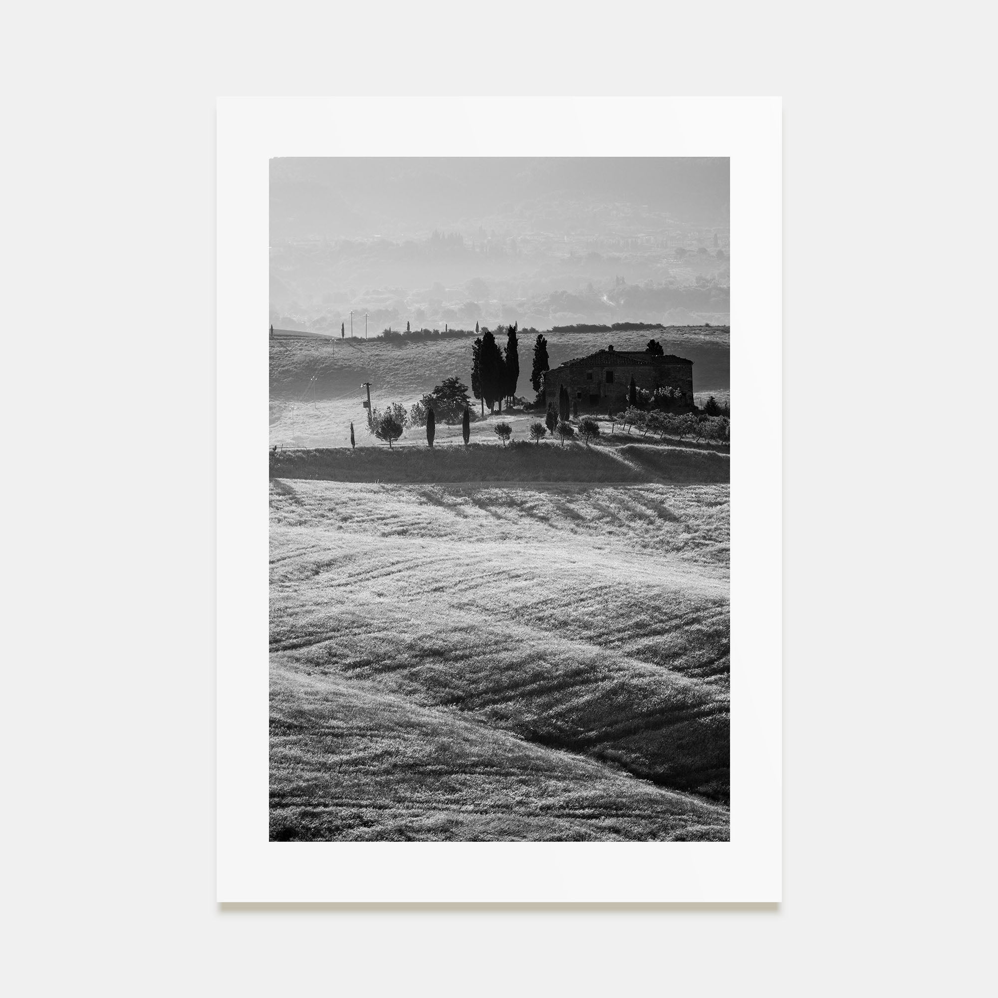 Tuscany Hillside View Photo B&W Poster