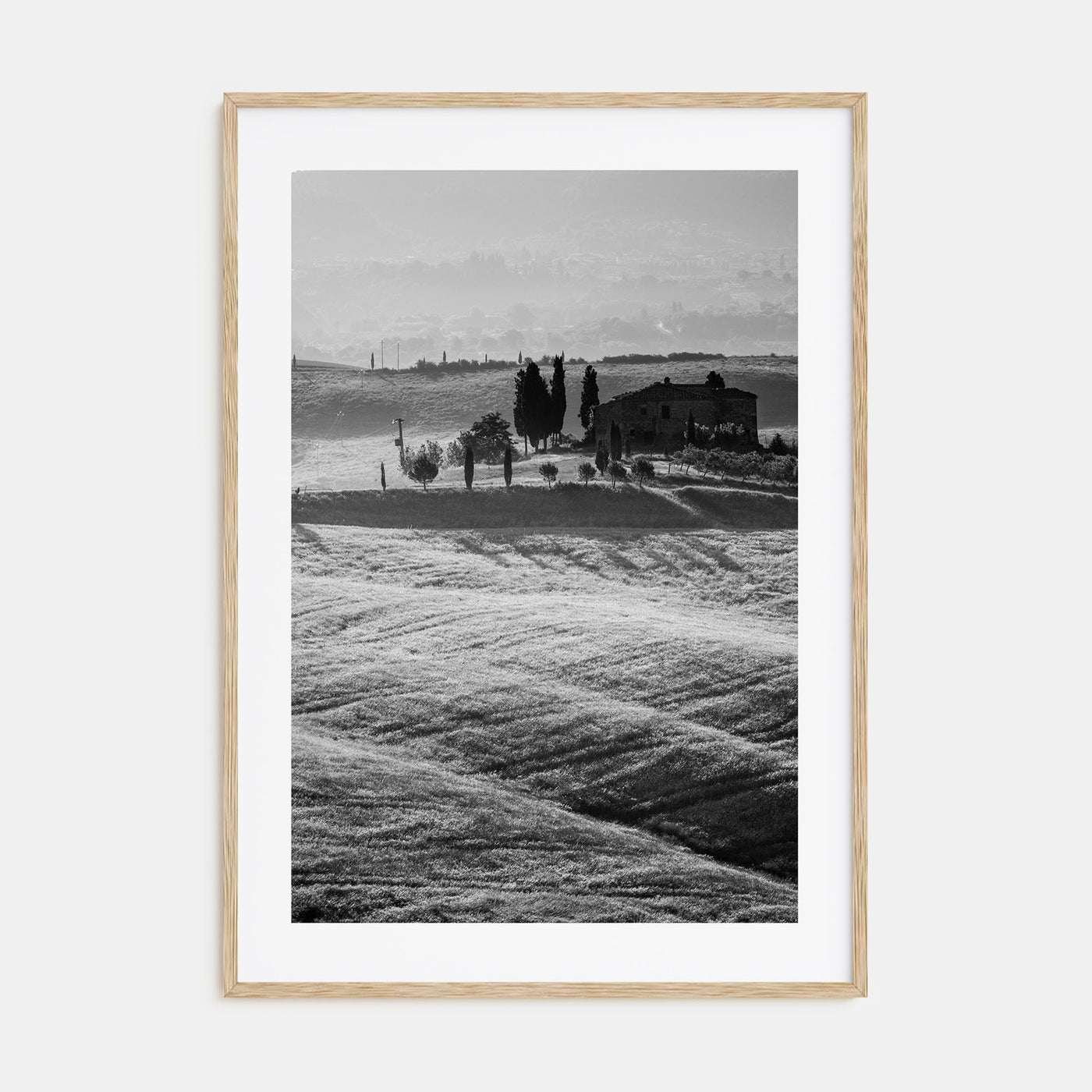 Tuscany Hillside View Photo B&W Poster