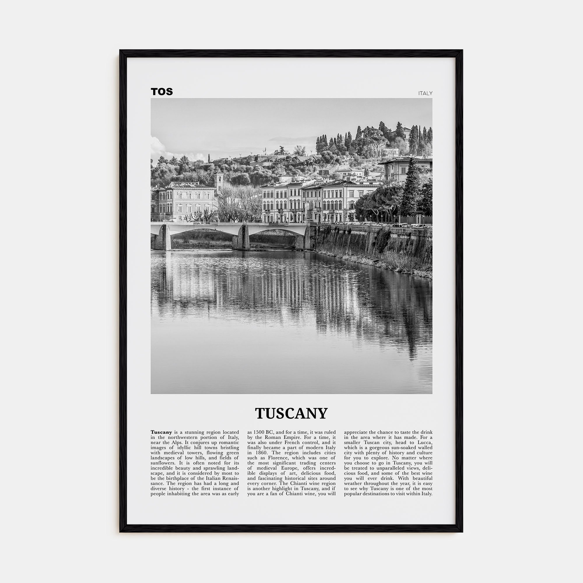 Tuscany Travel B&W Poster