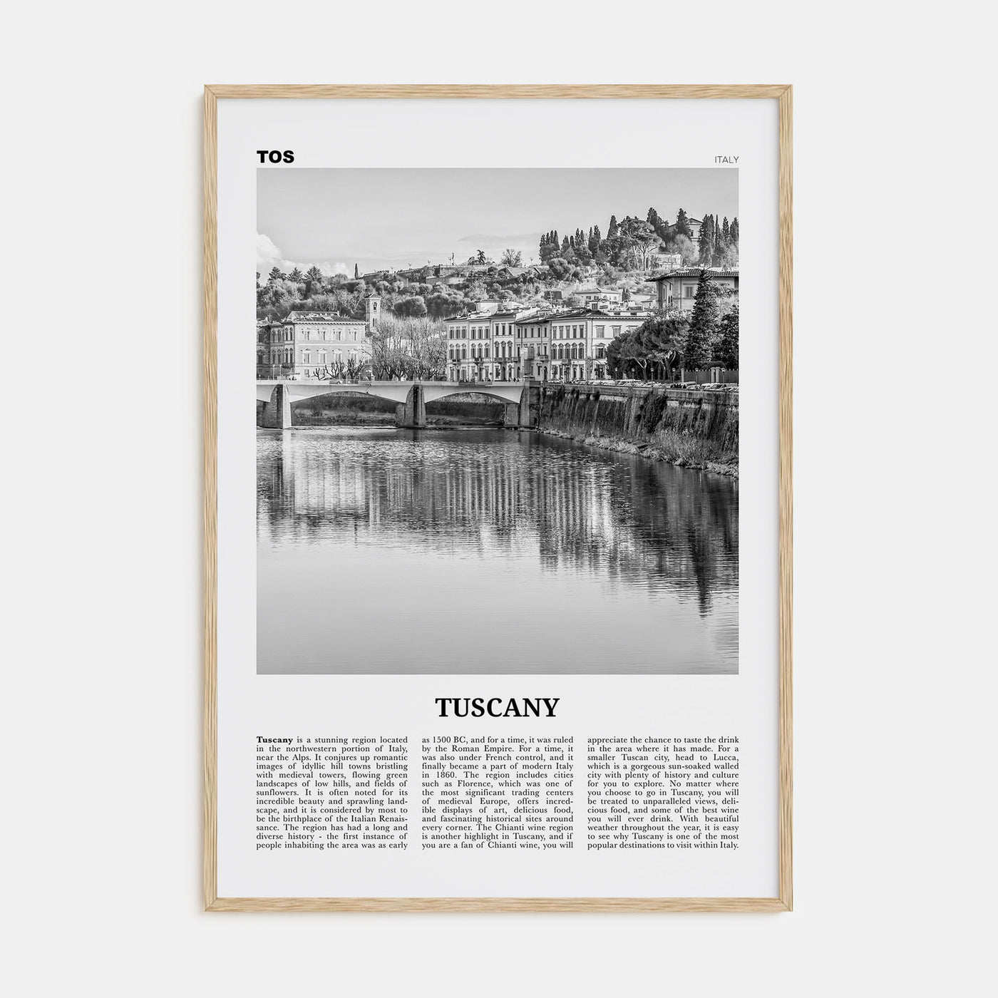 Tuscany Travel B&W Poster
