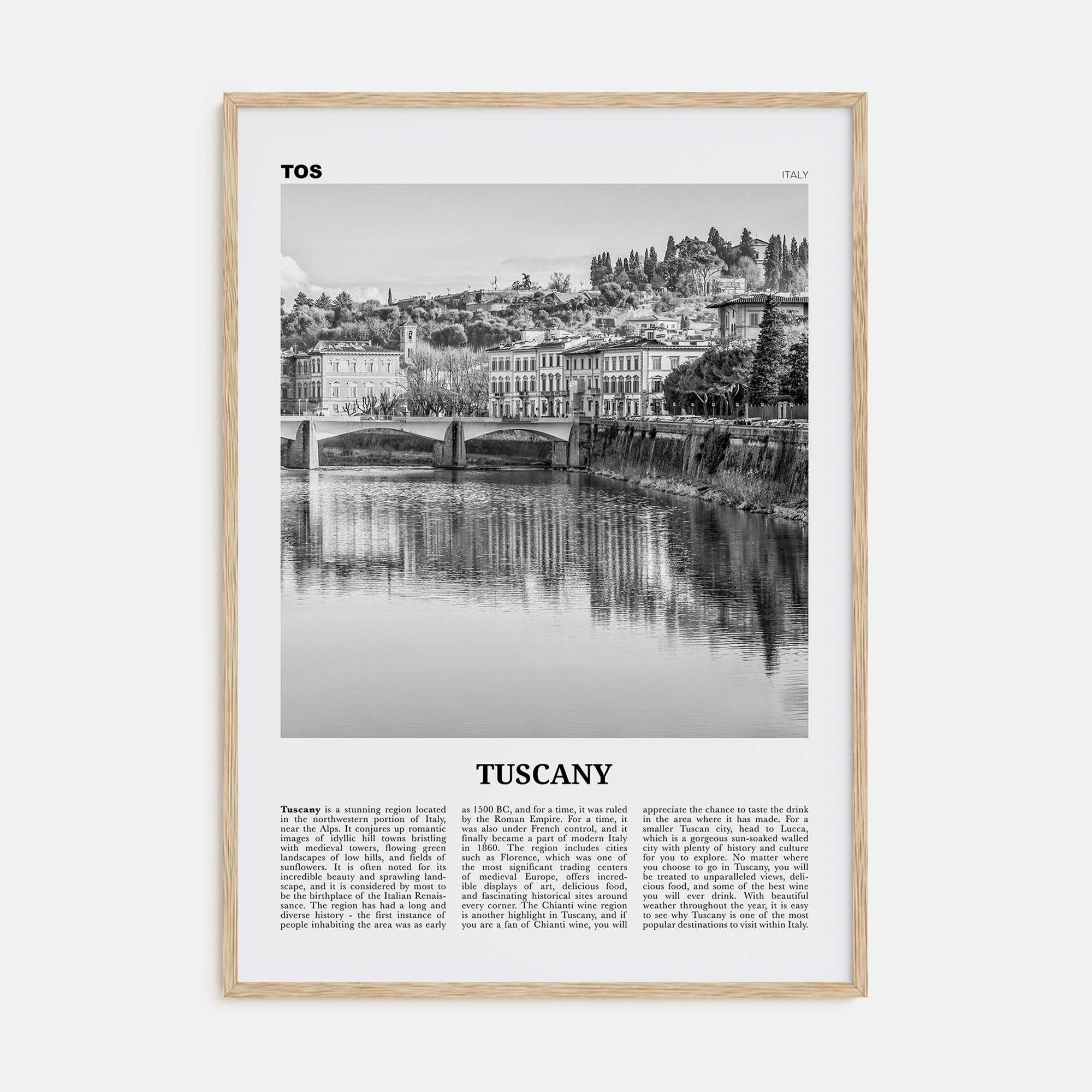 Tuscany Travel B&W Poster