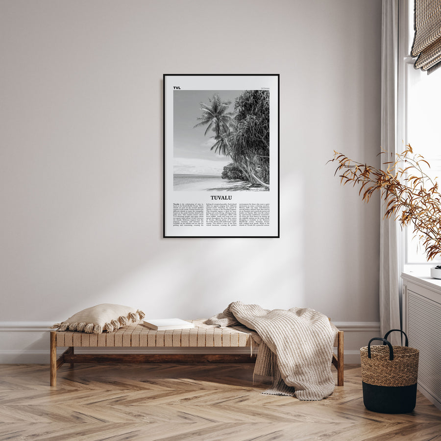 Tuvalu Travel B&W Poster