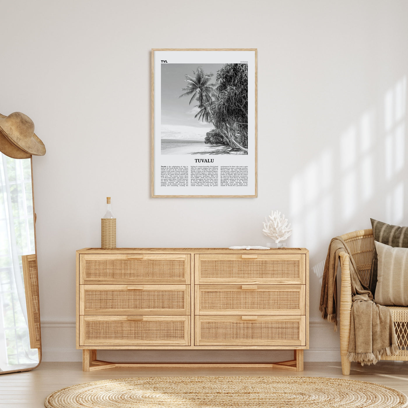 Tuvalu Travel B&W Poster