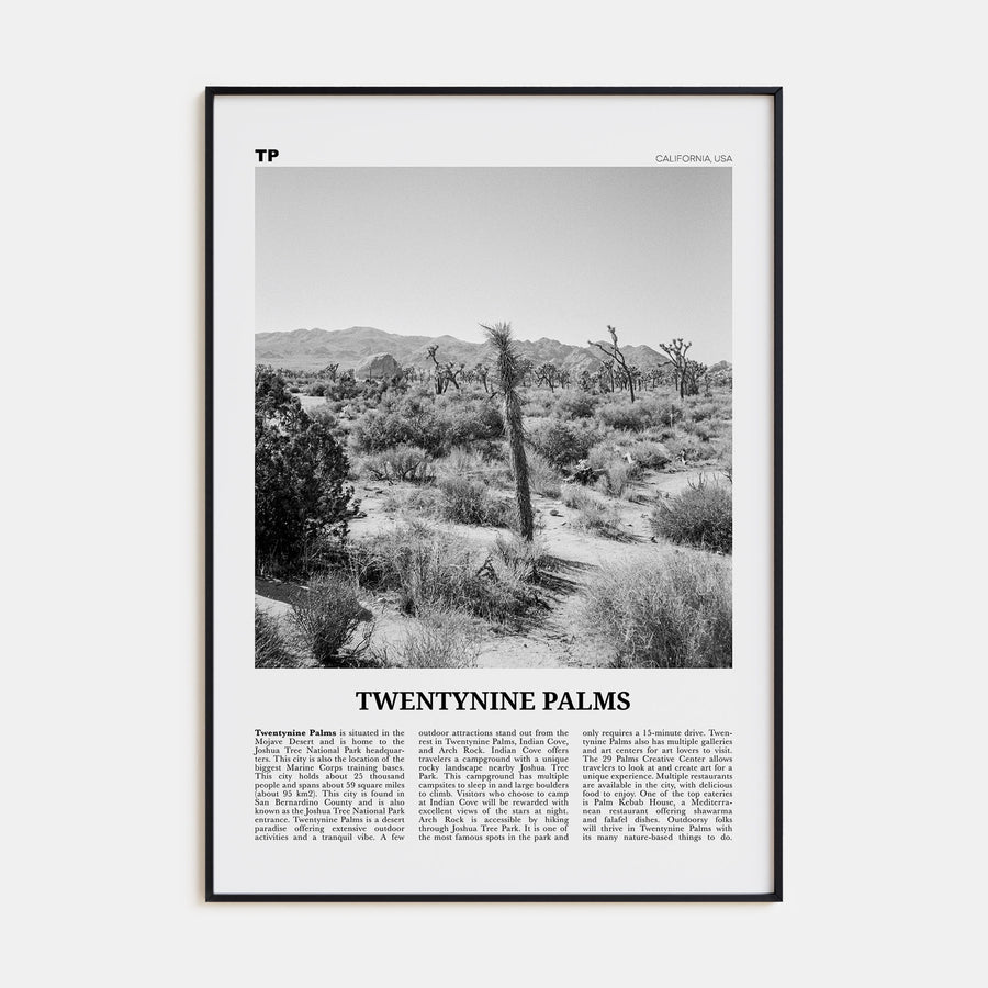 Twentynine Palms Travel B&W Poster