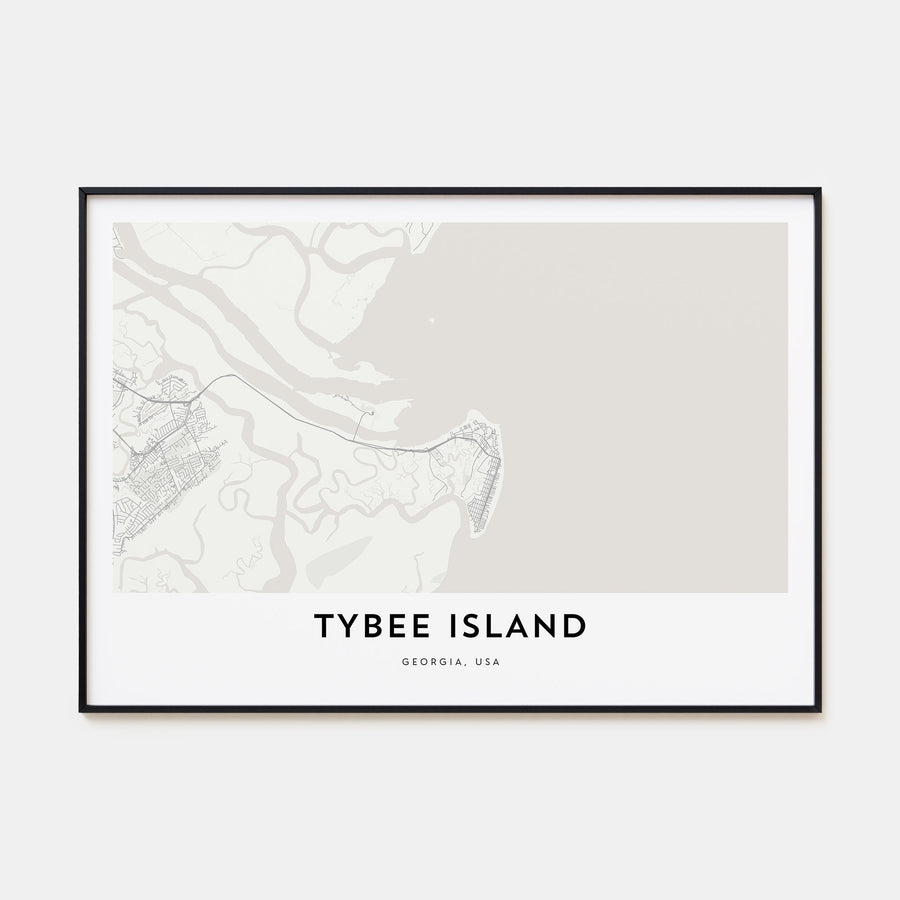 Tybee Island Map Landscape Poster