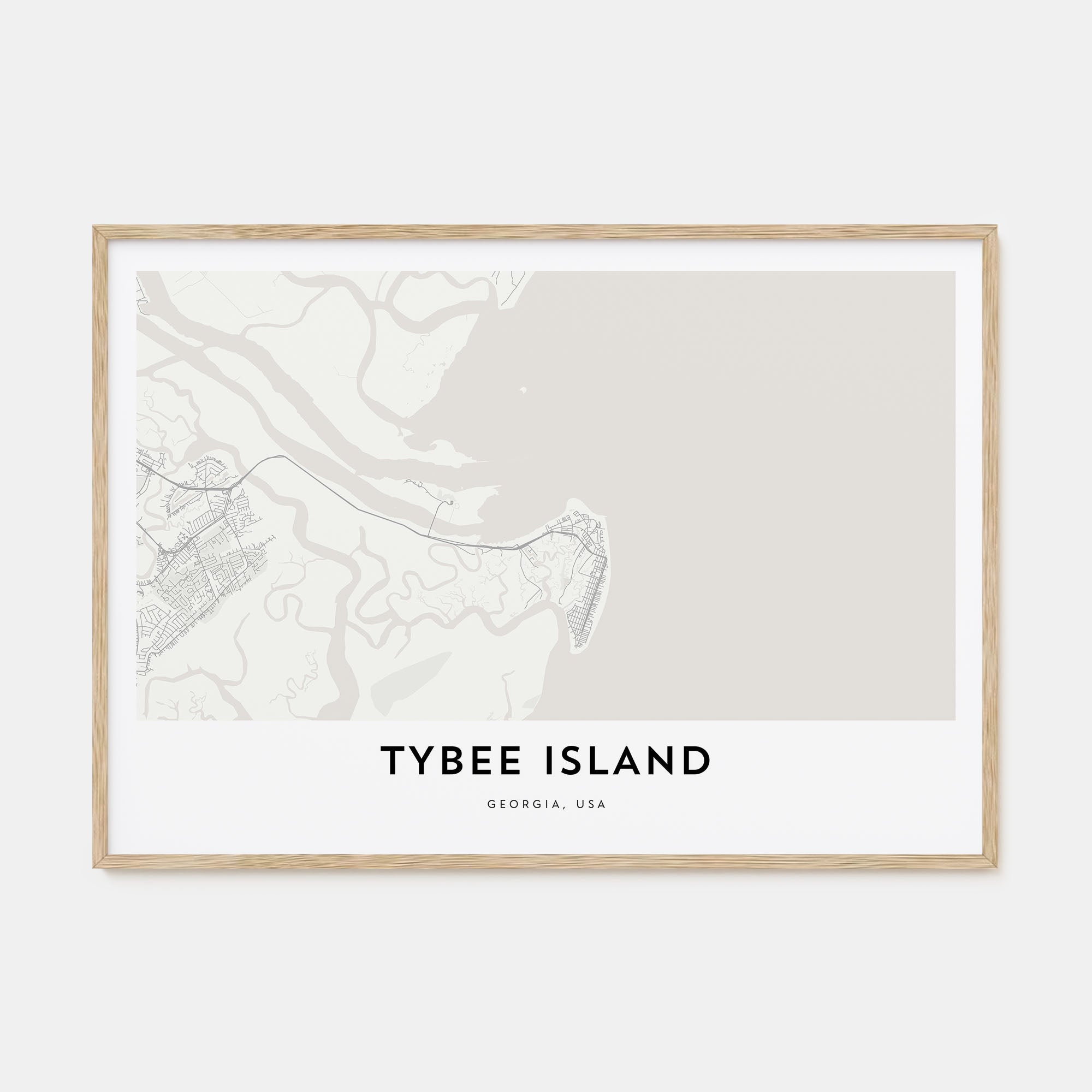 Tybee Island Map Landscape Poster