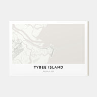 Tybee Island Map Landscape Poster