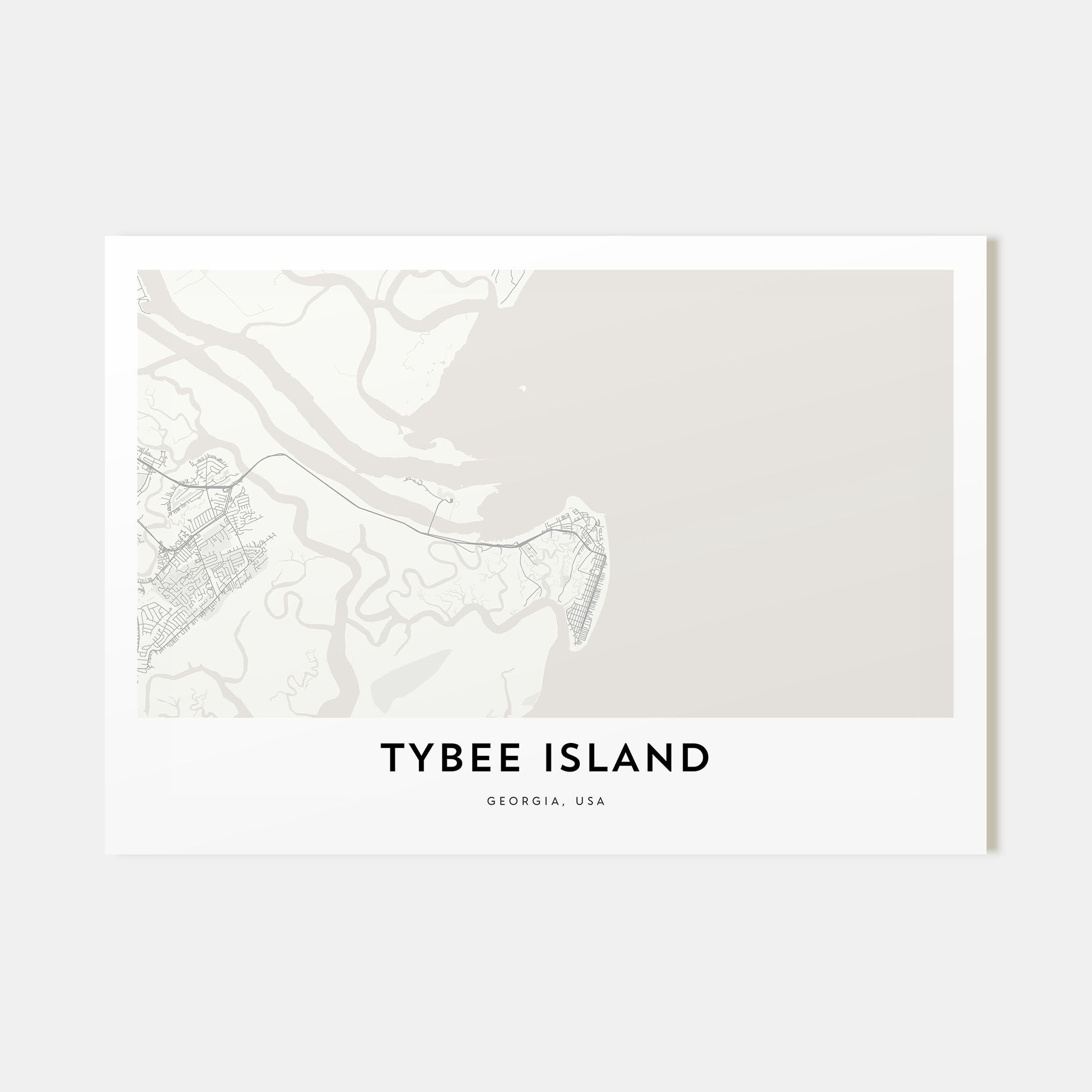 Tybee Island Map Landscape Poster