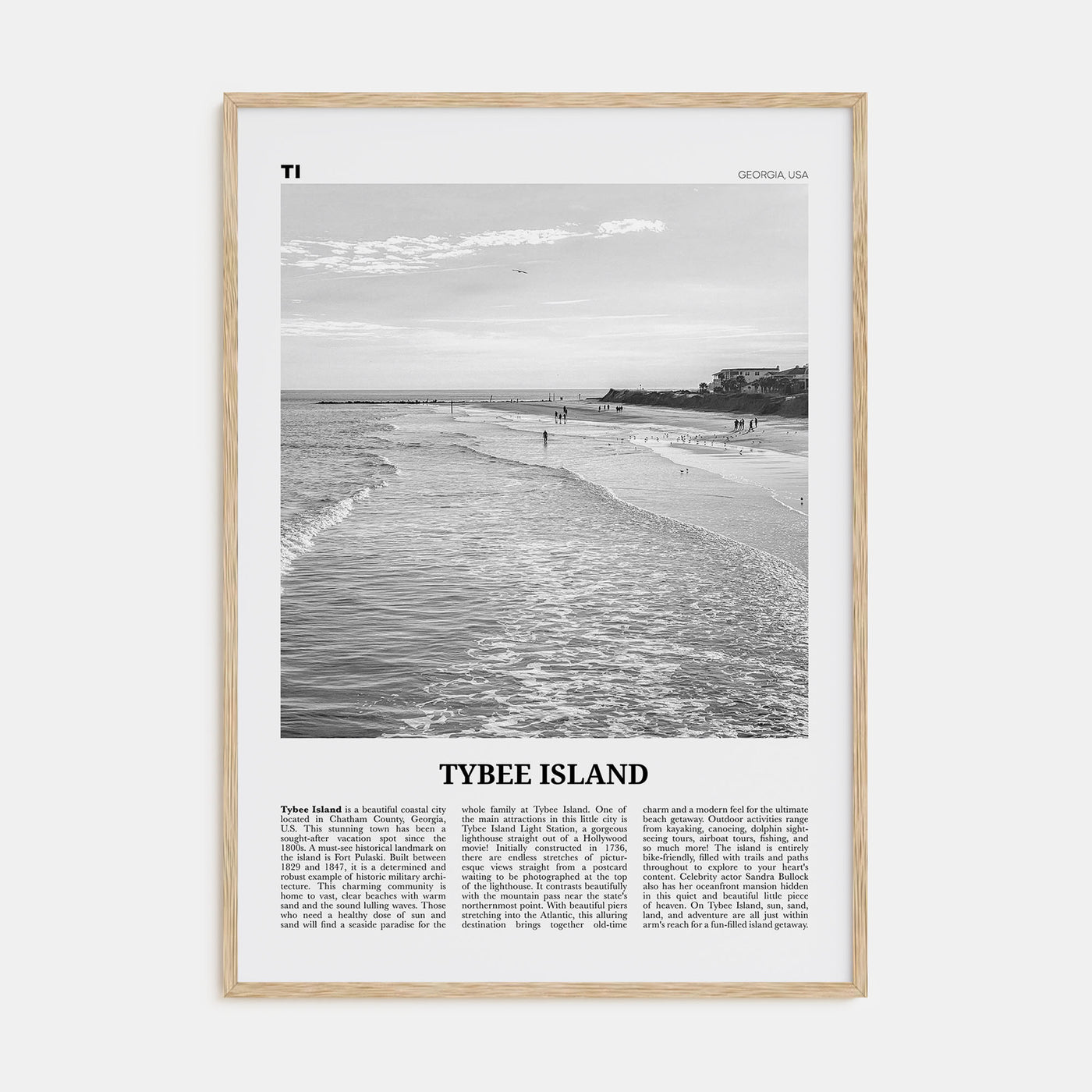 Tybee Island Travel B&W Poster