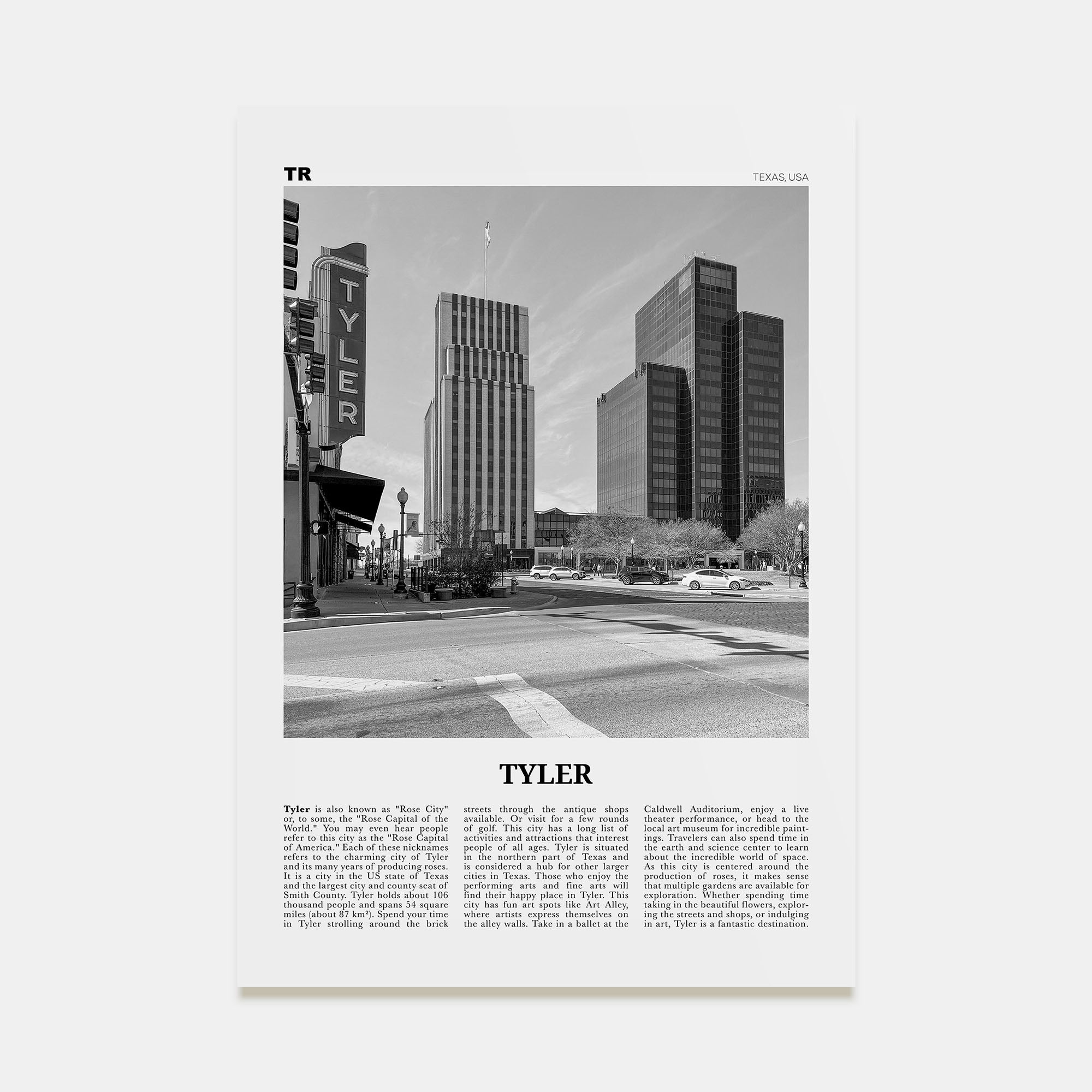 Tyler Travel B&W Poster