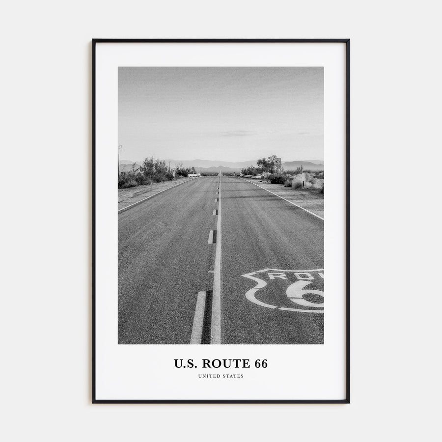 U.S. Route 66 Portrait B&W Poster