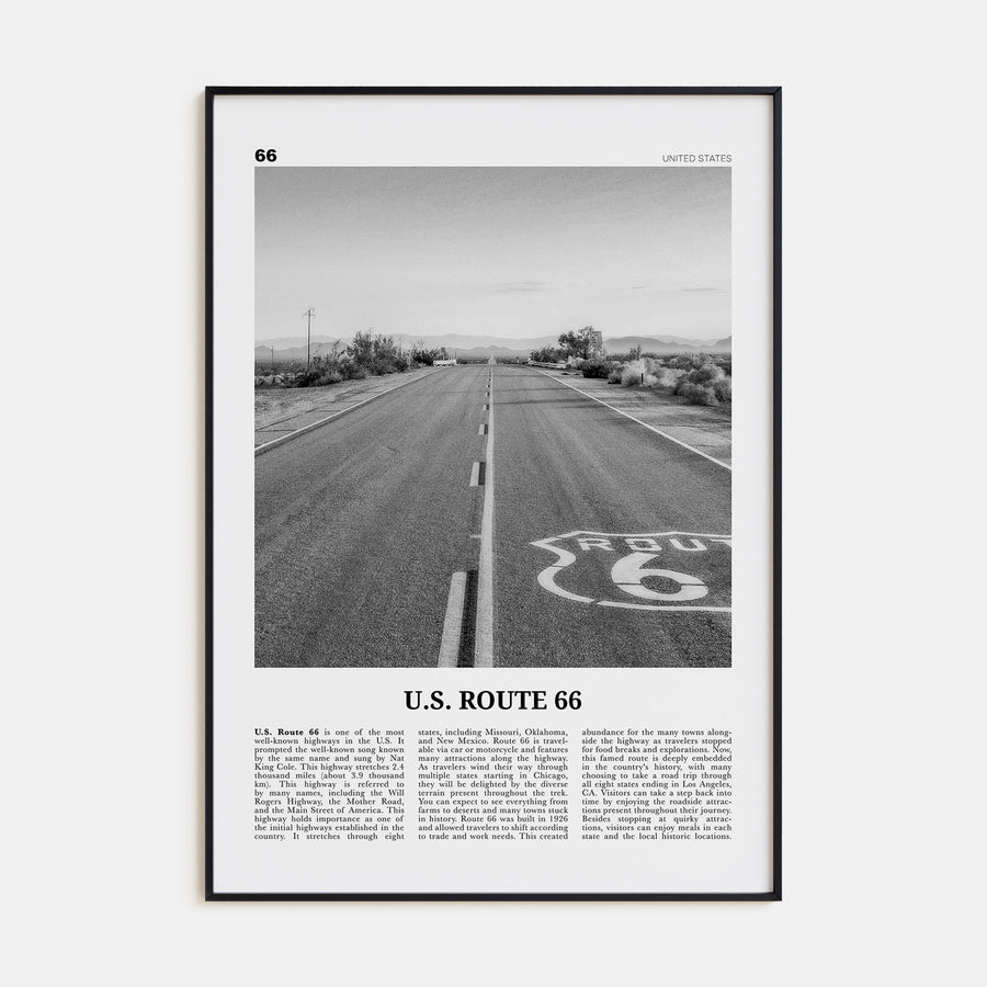 U.S. Route 66 Travel B&W Poster