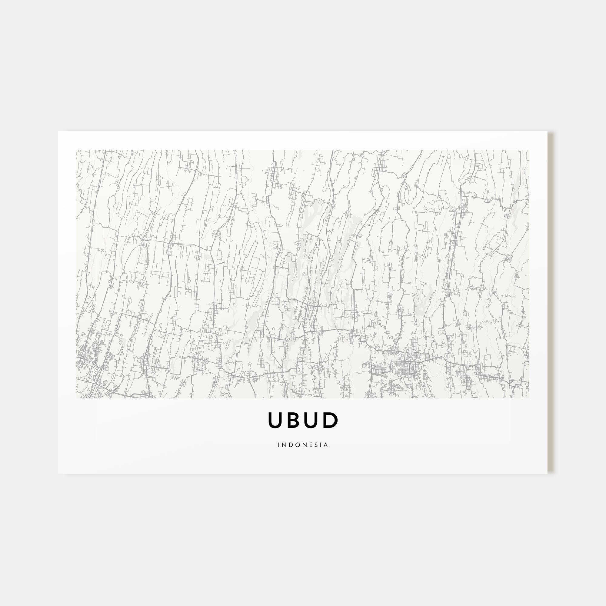 Ubud Map Landscape Poster