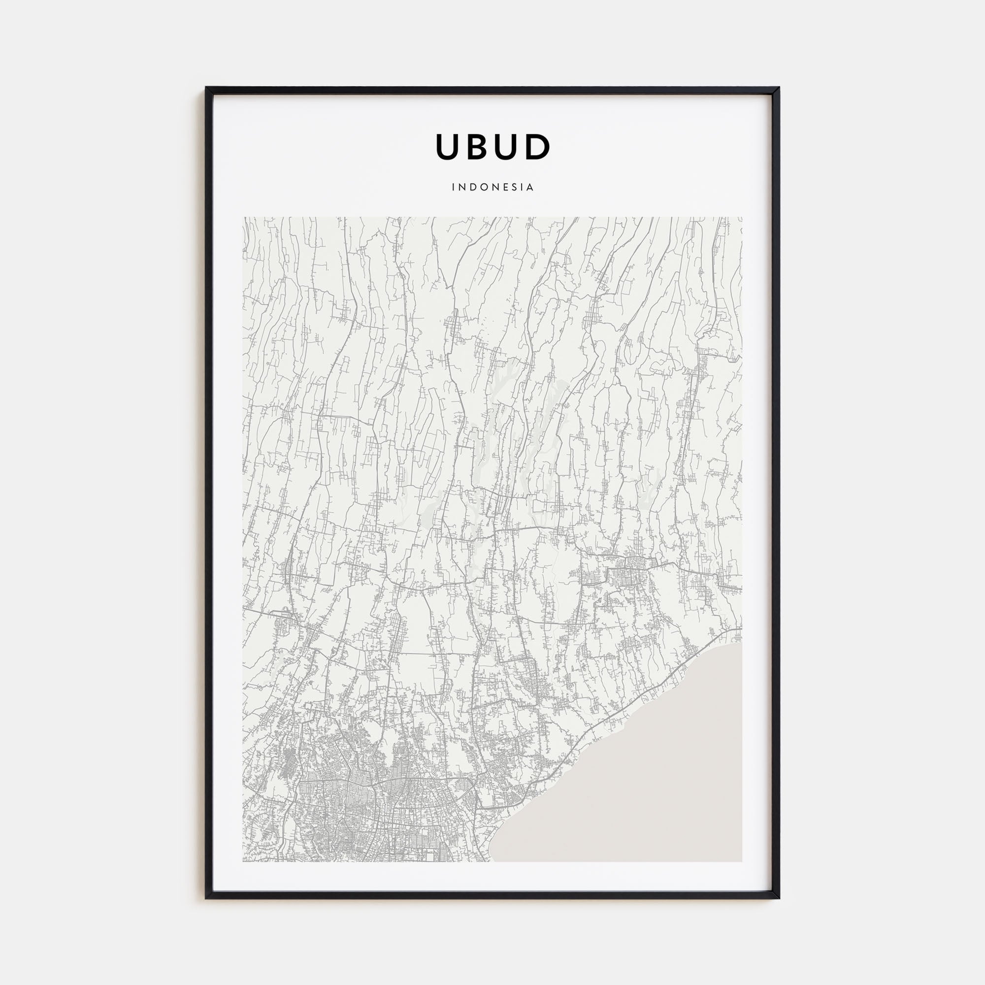 Ubud Map Portrait Poster