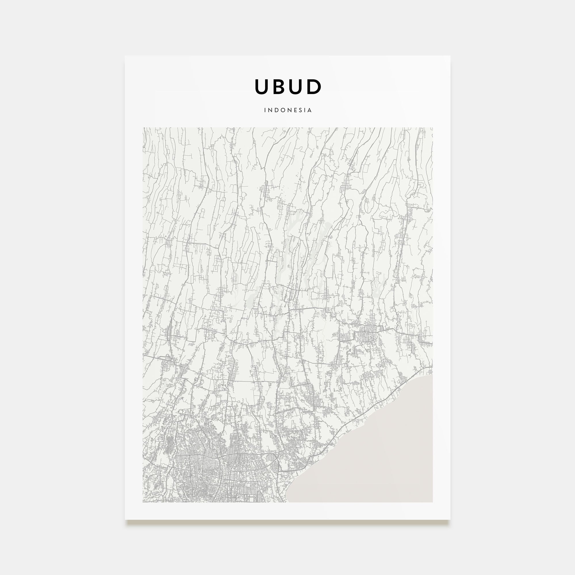 Ubud Map Portrait Poster